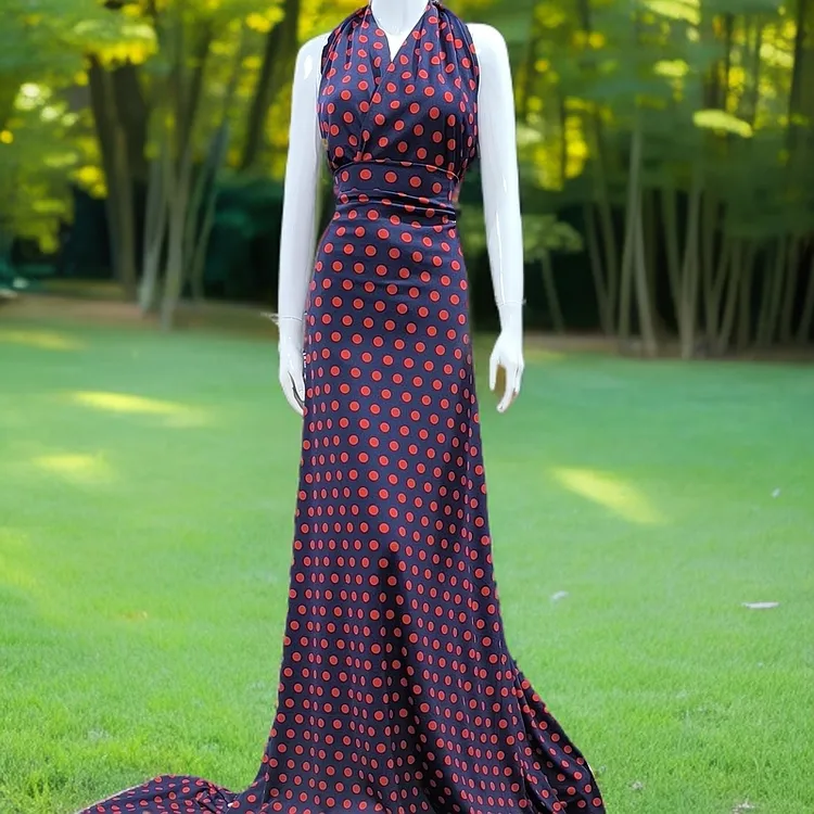 新款点点子波点套装连衣裙女装面料布料网红藏蓝色家纺布料