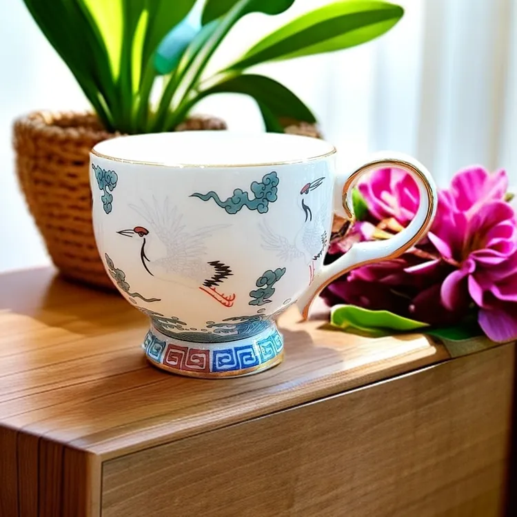 男士家用陶瓷咖啡奶茶套餐手绘陶瓷花纹欧式珐琅彩金边缠枝描金
