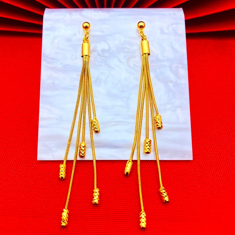 铜合金耳饰 铜合金耳饰【五线流苏耳环】气质耳环长款精美时尚流苏