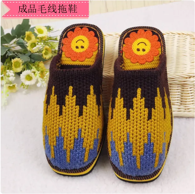 纯手工居家情侣拖鞋防滑耐磨男女款毛线编织拖鞋成品婚嫁鞋春秋季