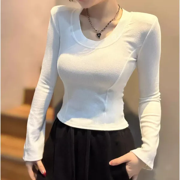 秋冬薄款打底衫长袖t恤女2025新款纯欲辣妹内搭修身显瘦上衣紧身