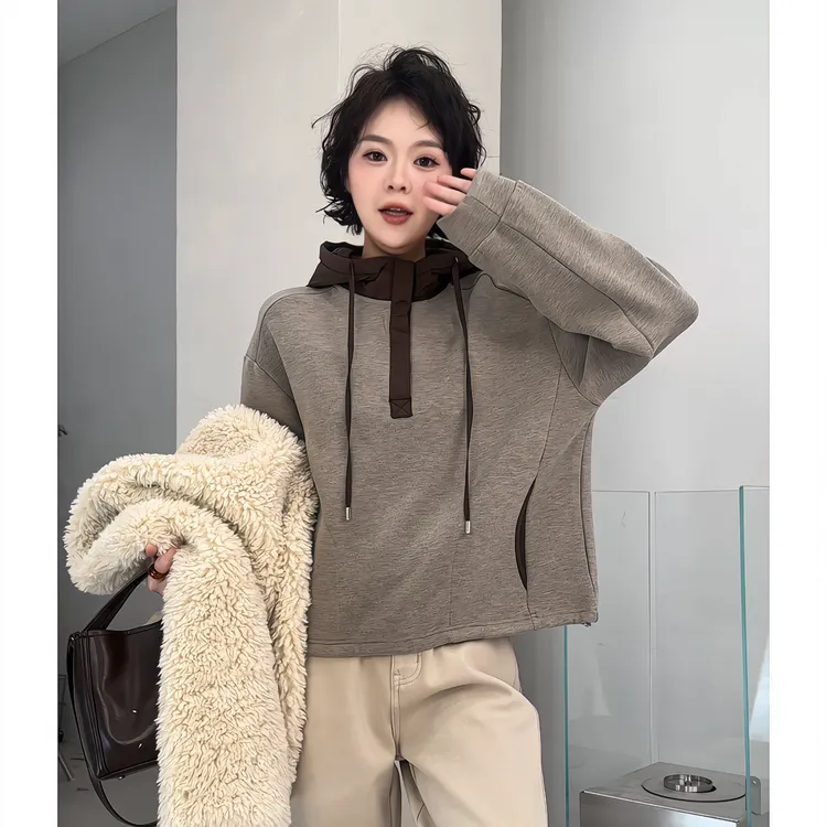 欧尼私服【吸扣撞色帽衫】2025秋冬新款百搭连帽上衣 2512C8835