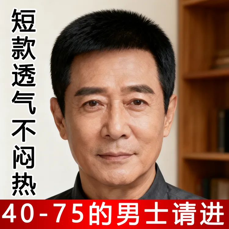 四季遮白发增发量无痕毛寸透气轻薄中老年高档全真人发全头套男士