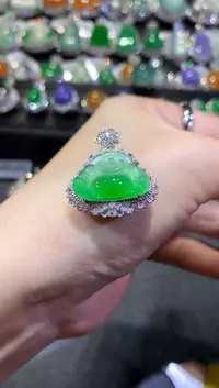 【闪购商品】翡翠吊坠(不含链)18K金镶嵌70-佛公