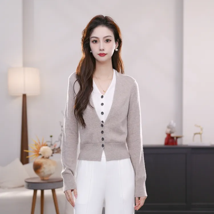 AMASS/阿玛施假两件慵懒百搭长袖造型针织开衫女548006