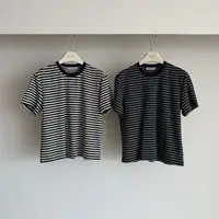 十三行UP ONE-秋季福秒条纹撞色短袖T#91595
