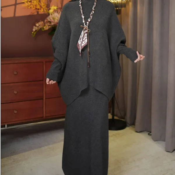 3587【山羊绒/加厚款】2025年秋冬新款【上衣+半身裙】宽松羊绒套装