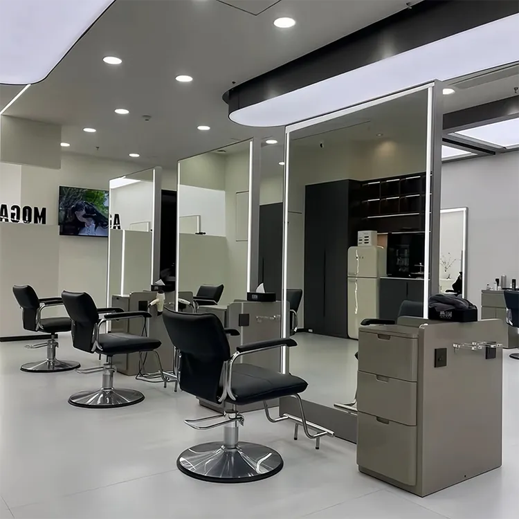 高端新款理发店双面镜子发廊专用落地式美发镜台剪发时尚烫染镜