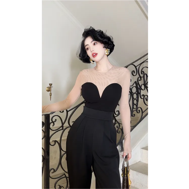 LYXJ【马尼亚情书】法式拼接磨毛加厚收腰显瘦小众高级感亲肤打底衫