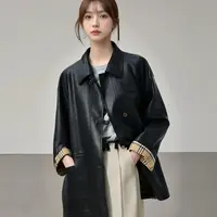 VEGACHANG【复古潮味】皮衣女2025年新款秋季撞色袖口外套0290JJ