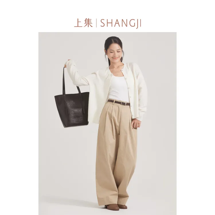 SHANGJI/上集100%绵羊毛天然奢暖毛织开衫叠穿毛衣/XS750853