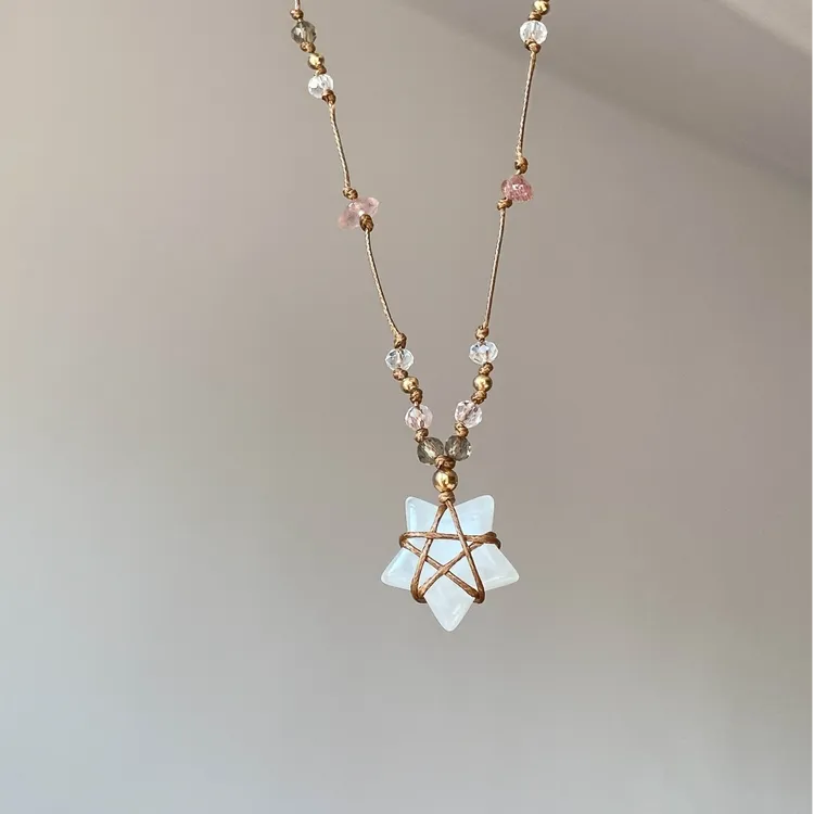 卡柒 非金属棉绳项链 复古缠绕星星项链时尚小众高级感秋冬毛衣链