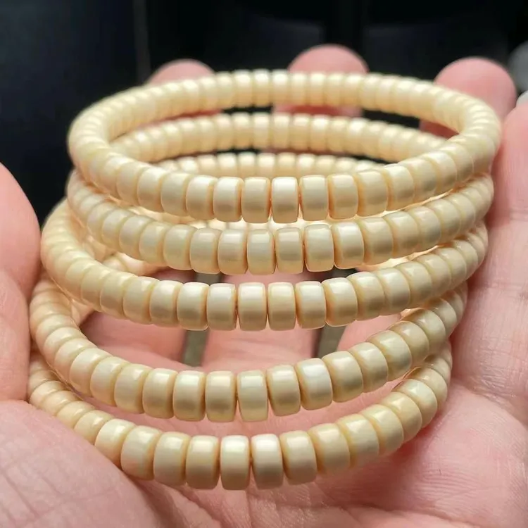 非金属皮质手链 天然猛犸卡6X3.5直切药片归圆手串精工牙芯料满纹