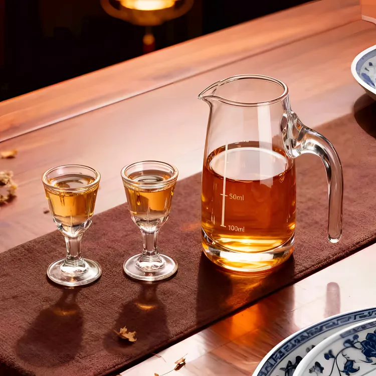 家用白酒分酒器玻璃分酒器小酒杯子弹杯厚底白酒杯套装餐厅居家用