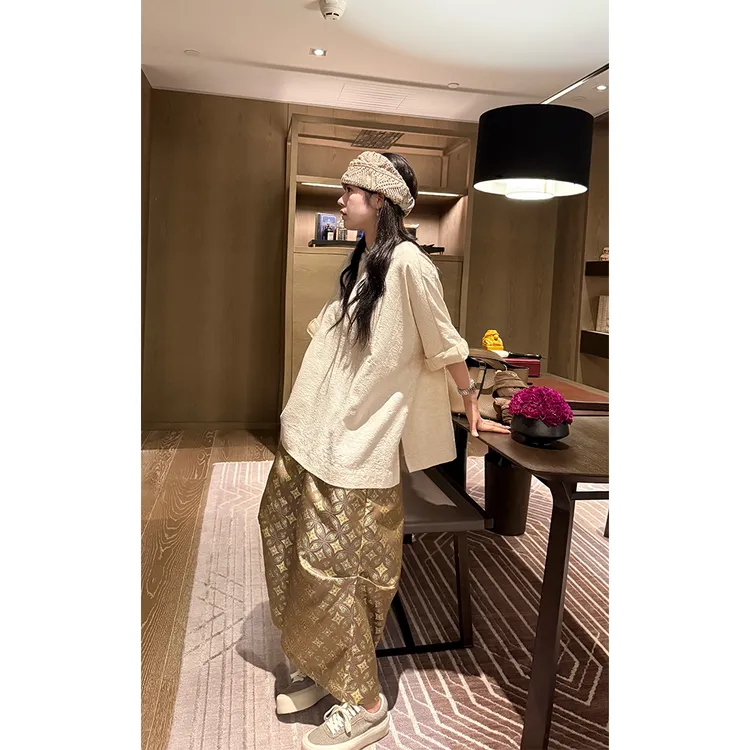 LA CALLA新中式立体卷边极简中袖T恤OY-M-5576