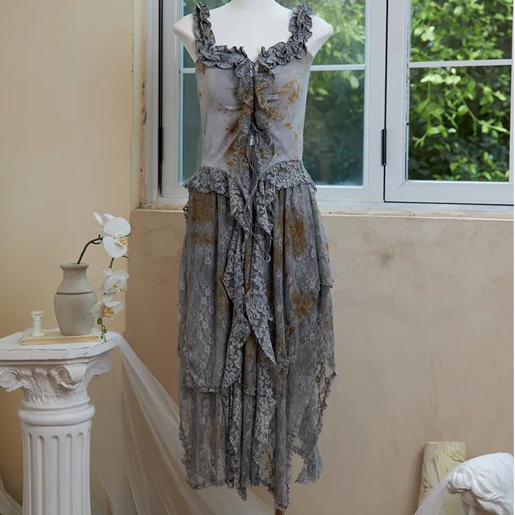 云南大理扎染连衣裙草木染出游服装女小众炸街高级感女装扎染裙子