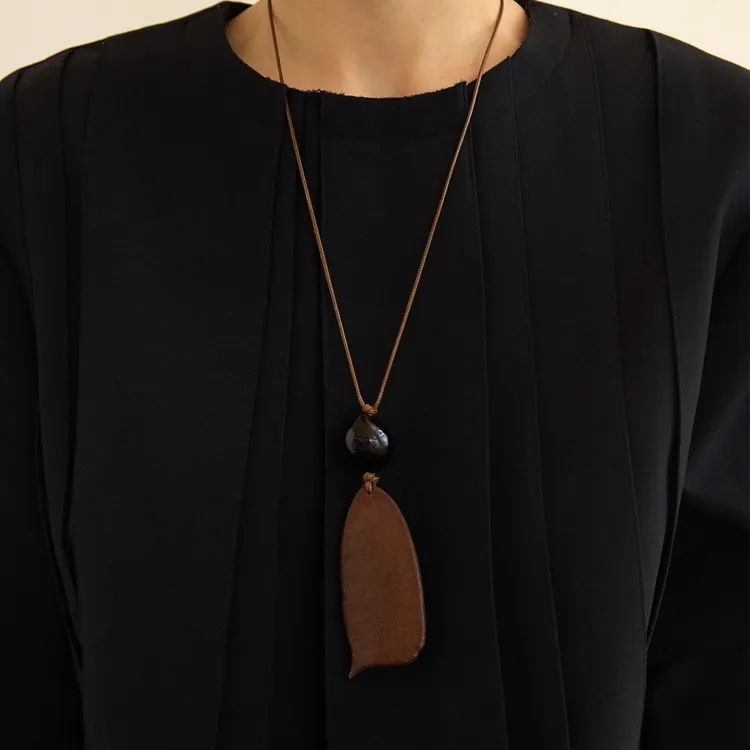 铜布艺项链 米果项链长款毛衣链高级感小众民族风吊坠高档配饰女