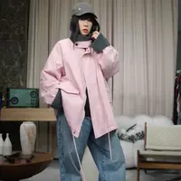 infobyfive2025秋冬新款拼色小粉加厚女士夹克外套一店NF0507204