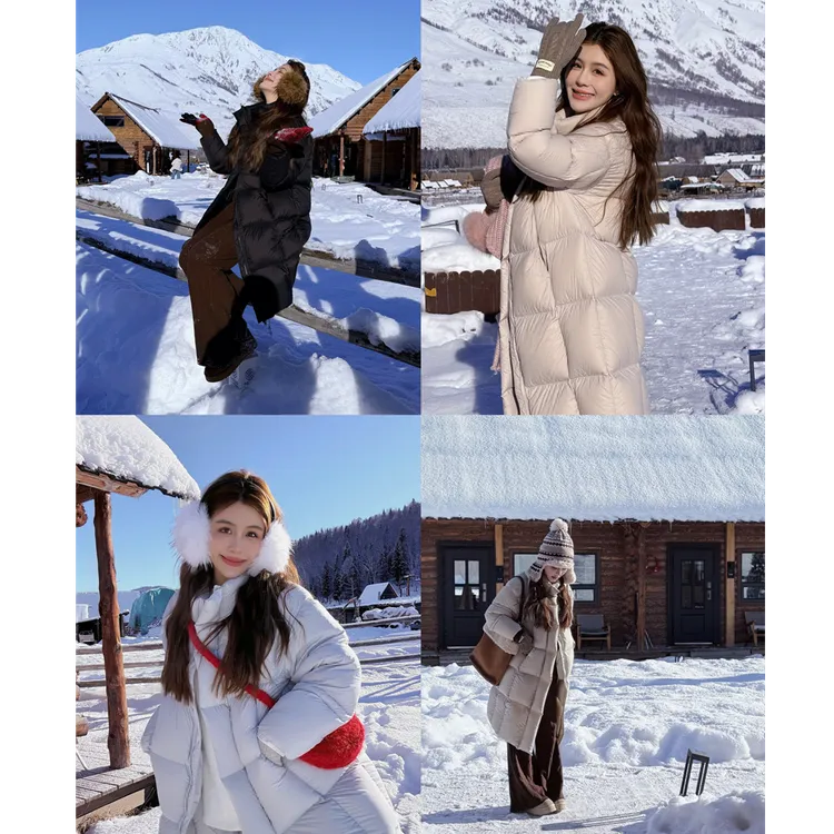 YPP!【保命大被子】新国标90白鸭绒格纹蓬蓬保暖宽松长款羽绒服