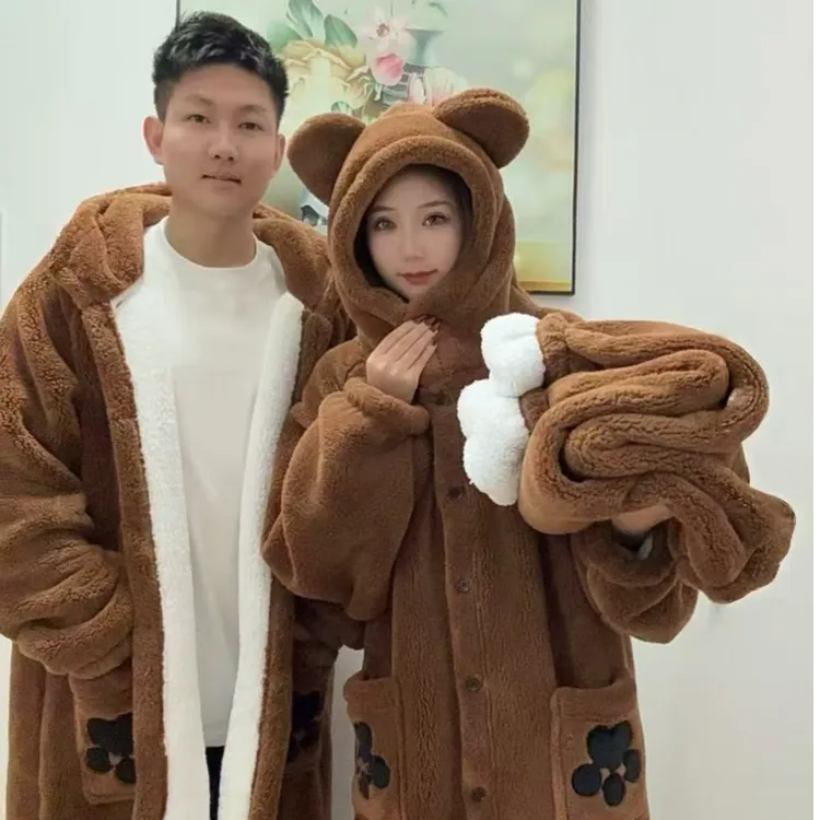 2025年新款冬季保暖家居服套装情侣款休闲加厚复合韩版时尚套装