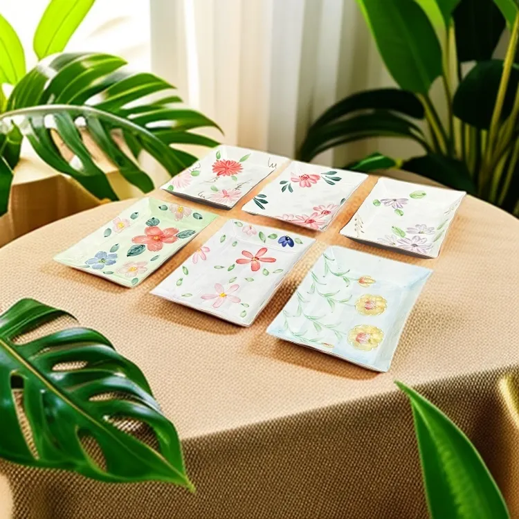 和山作手绘方盘水果盘点心盘手绘
