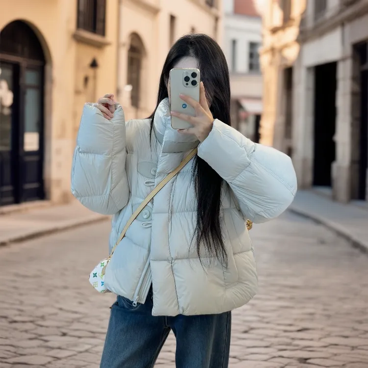 宿慕SUMU韩系立领羽绒服90白鸭绒2025新款冬季短款羽绒服女装9603