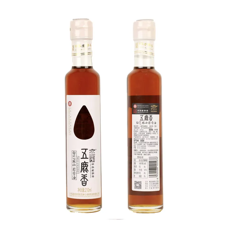 中华老字号大名五鹿香白芝麻小磨香油210ml*四瓶