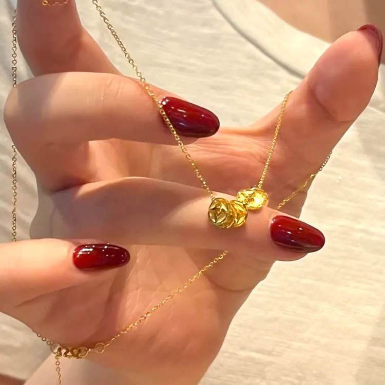 钱多多金币项链新年带好运锁骨链金色轻奢坠链百搭