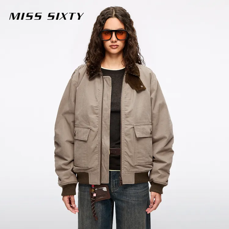 【杨幂同款】Miss Sixty2025冬季新款夹棉外套女巴恩风夹克棉服