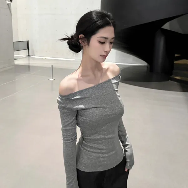 欧美风千金风辣妹风长袖T恤紧身设计感修身显瘦短款百搭性感小众