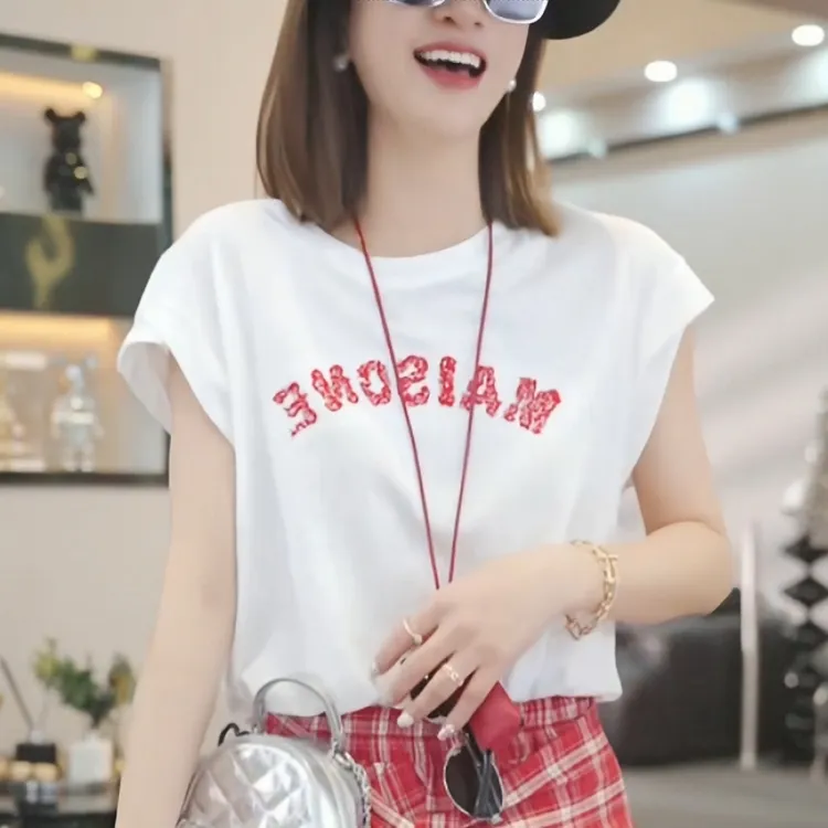 2025夏新款时尚百搭T恤休闲设计感气质慵懒风宽松显瘦上衣