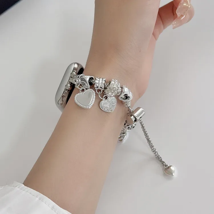 iwatchS10/9/8/7表带ultra2潘家6/5冰雪心形轻奢4/se高级金属女款