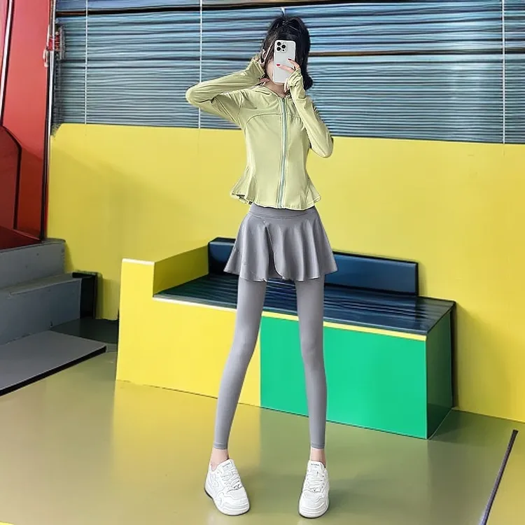 跑步瑜伽服2025外套新款运动套装羽毛球爬山高级感女裙裤健身衣春