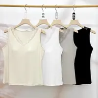 139夏季薄款宽肩带胸垫V领花边美背