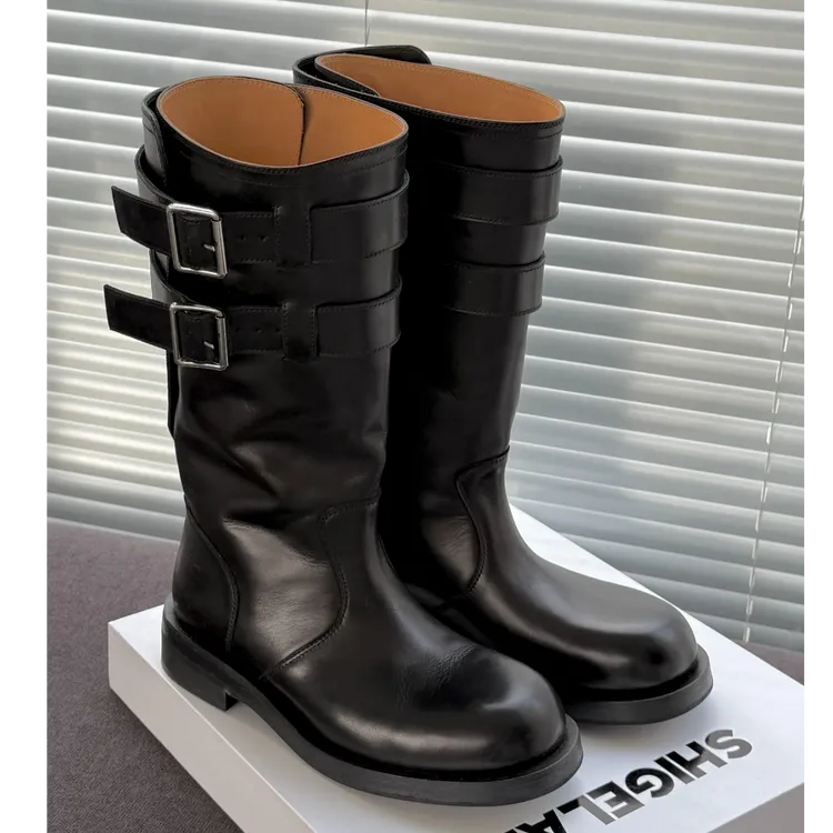 诗歌兰女靴时尚英伦风高筒骑士靴马丁中筒靴长靴