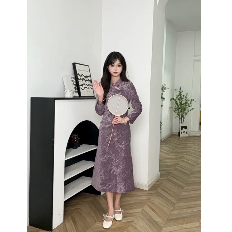 IEF/爱依服2025秋季新款韩版气质显瘦高级温柔旗袍连衣裙