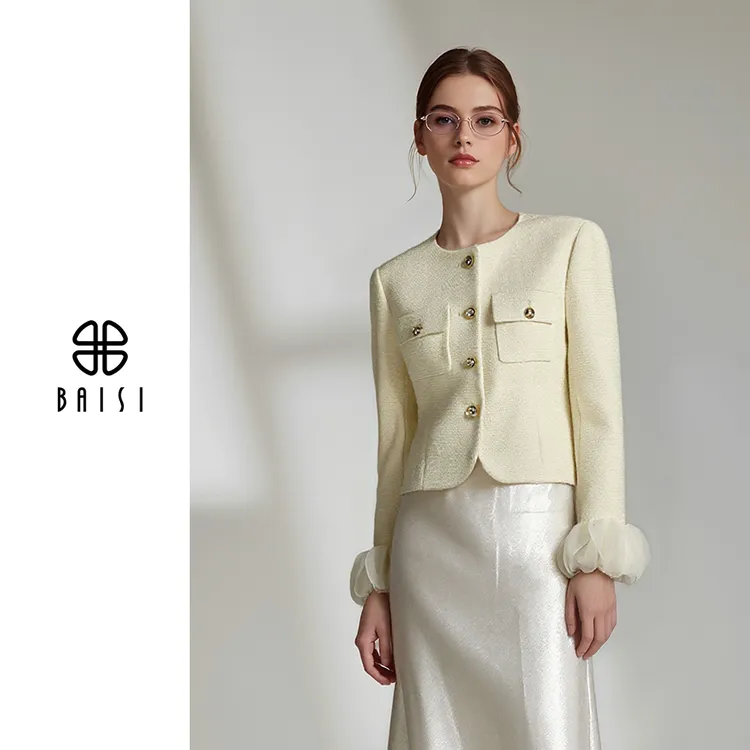 BAISI/百丝名媛气质短款小香风外套定制贵气感立体版显瘦清冷百搭