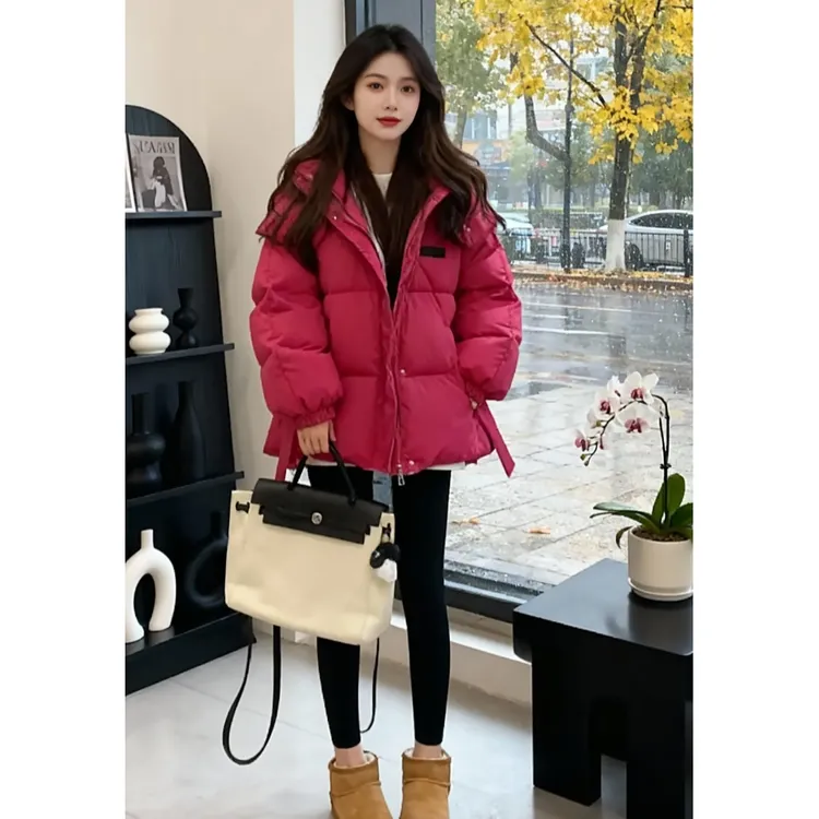 2026冬季新款韩版气质显白亮色保暖宽松棉服外套女