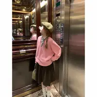 韩系软糯舒适宽松套头针织毛衣上衣秋冬氛围感百搭半身裙套装D798