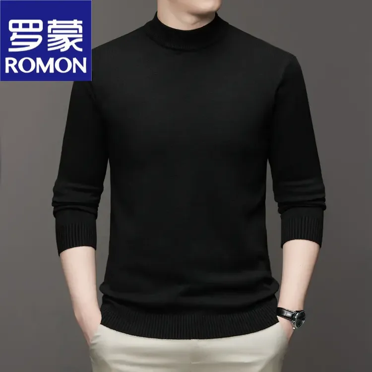 罗蒙高端半高领毛衣男款羊毛衫男秋冬新款2025休闲打底衫潮春秋季