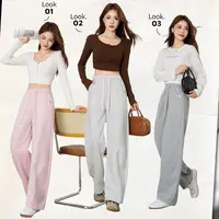 字母弯刀裤2025新款女春秋爆款高腰宽松窄版直筒阔腿卫裤子#620