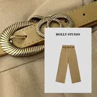 【时髦腿精】Molly 百搭时尚高腰显瘦 裤子 M2025577
