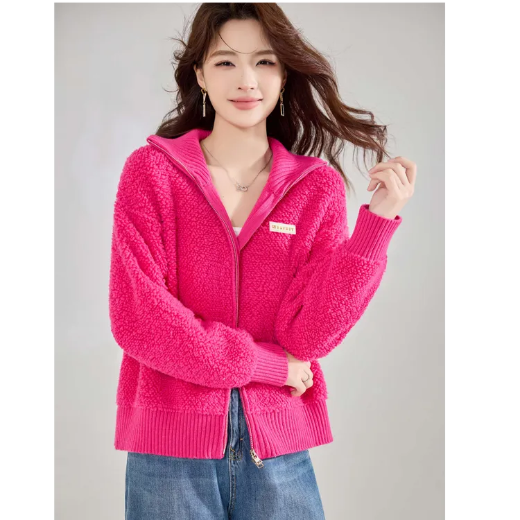 XII BASKET十二篮25年秋冬季款显白树莓粉圈纱毛织衫7C65306370