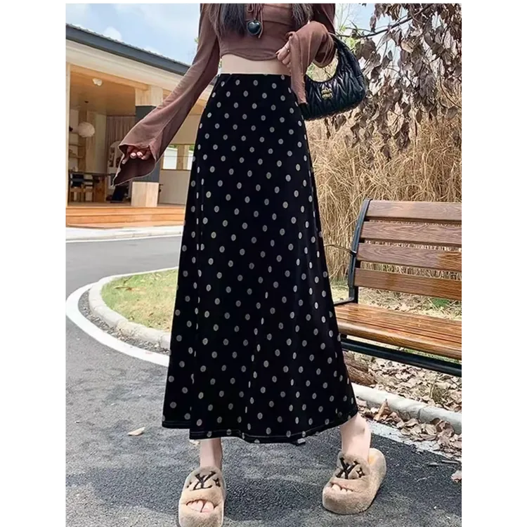 【加绒加厚】【两个裙长】丝绒半身裙女秋冬新款女显瘦a字鱼尾裙