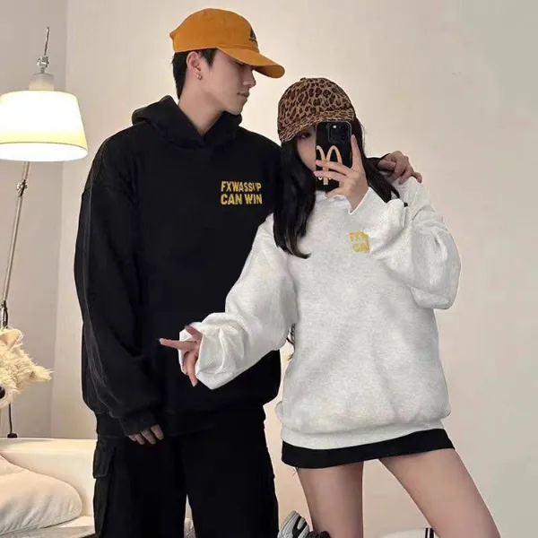 情侣卫衣2025春秋冬新款爆款一男一女潮牌高级感纯棉宽松连帽卫衣