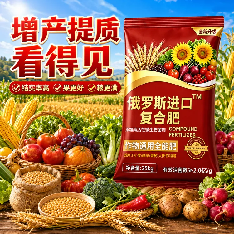 50斤俄罗斯进口有机肥氮磷钾蔬菜果树专用肥瓜果肥料复合肥商品图