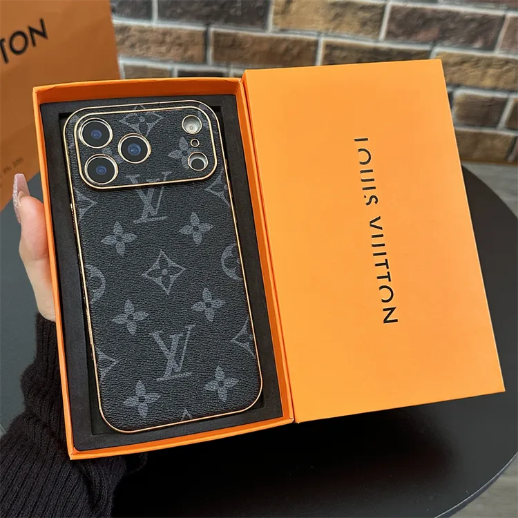 适用苹果17promax手机壳新款iPhone16pm皮质15潮牌14老花13奢华12