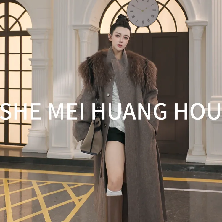 （纽约冬日）原创设计师款貉子毛皮草长款鹅绒冬季毛皮草大衣250056