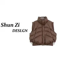 顺子/SZ9960 设计师款秋冬个性百搭显瘦拼接假两件羽绒马甲外套