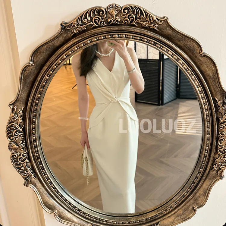 【现货】LUOLUOZ【曼妙腰线】气质绝美捏褶设计无袖长款连衣裙CC110